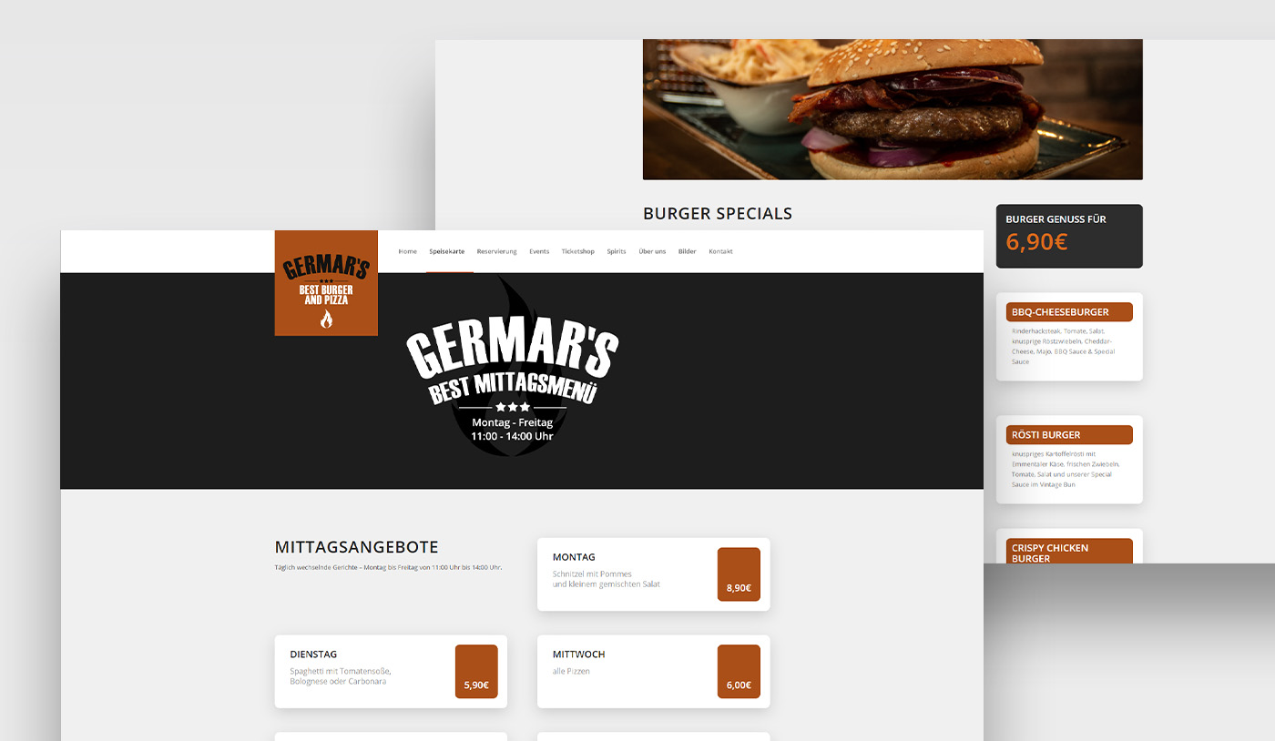 Webdesign Germar's Best Burger and Pizza